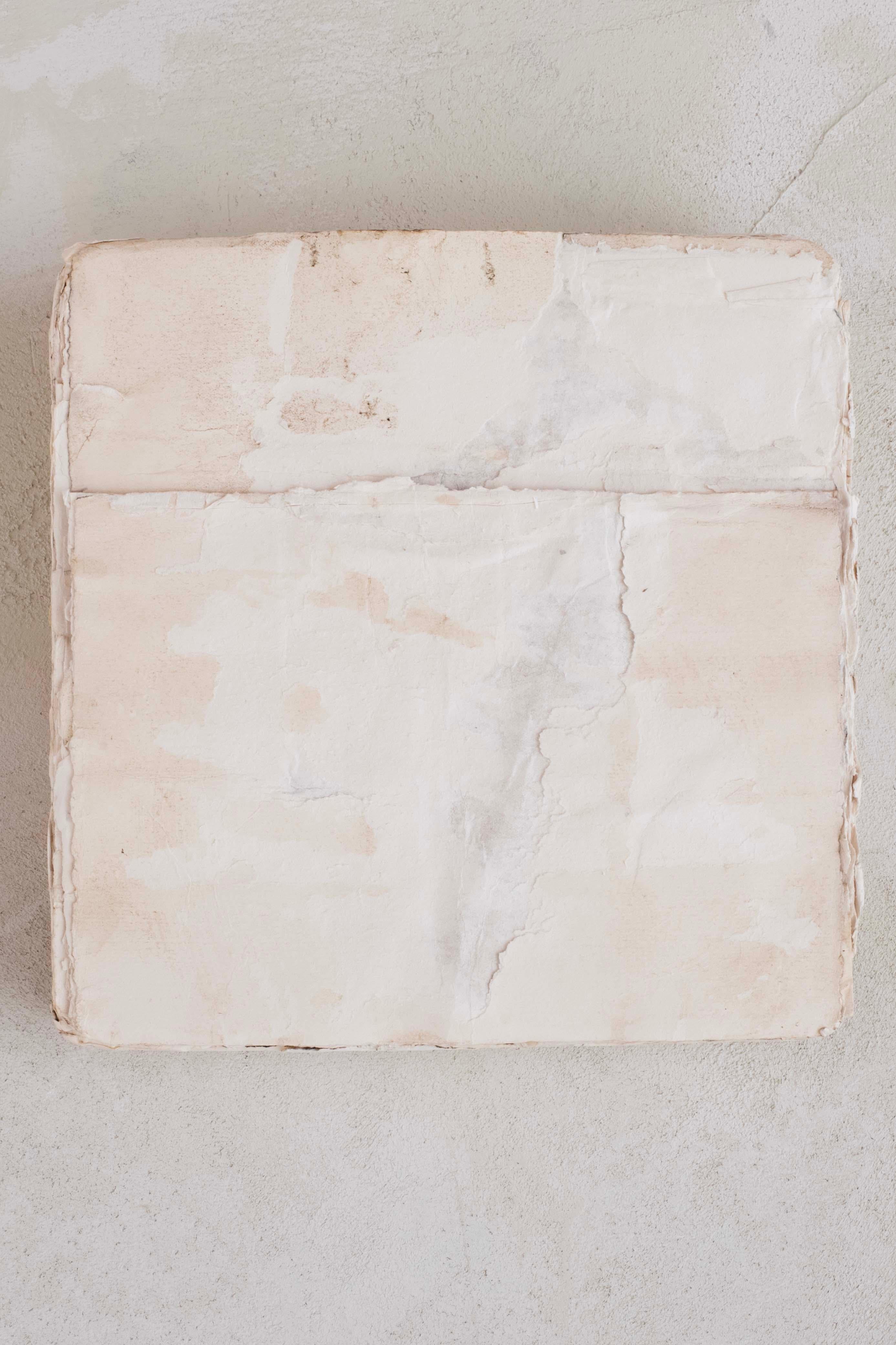 Textural Minimalist Abstract Wall Relief in Handmade Paper, Plaster and Natural