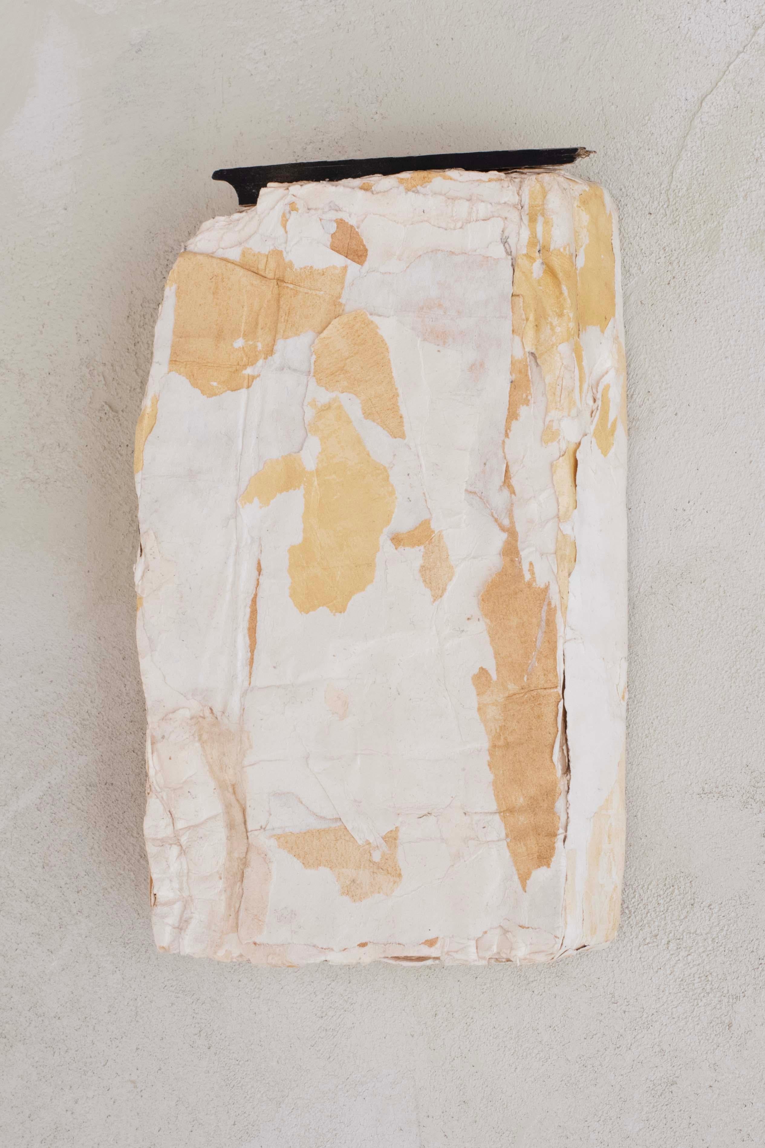 Textural Minimalist Abstract Wall Relief in Handmade Paper, Plaster and Natural