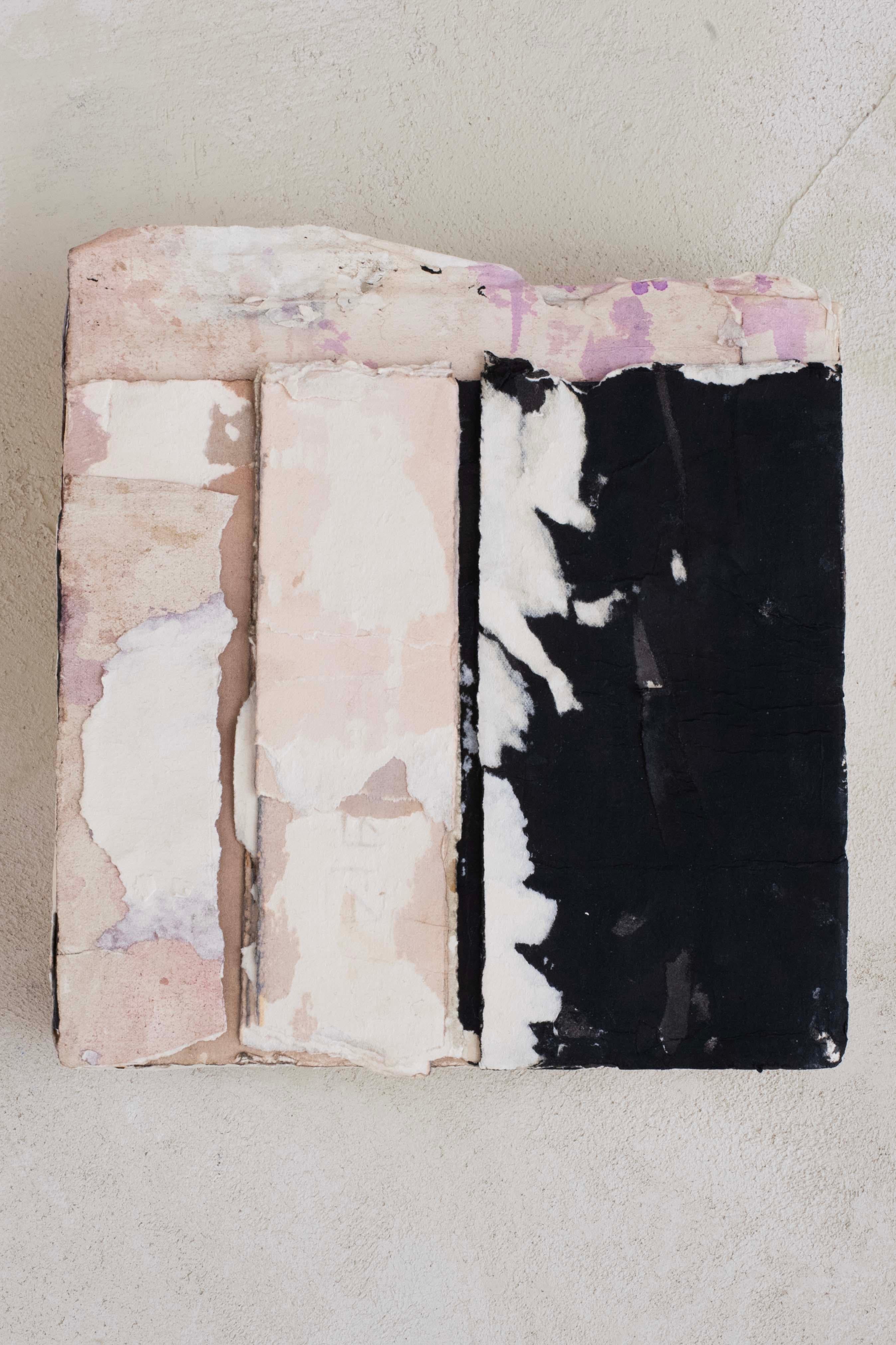 Silvia De Marchi Abstract Painting - Textural Minimalist Abstract Wall Relief in Handmade Paper, Plaster and Natural
