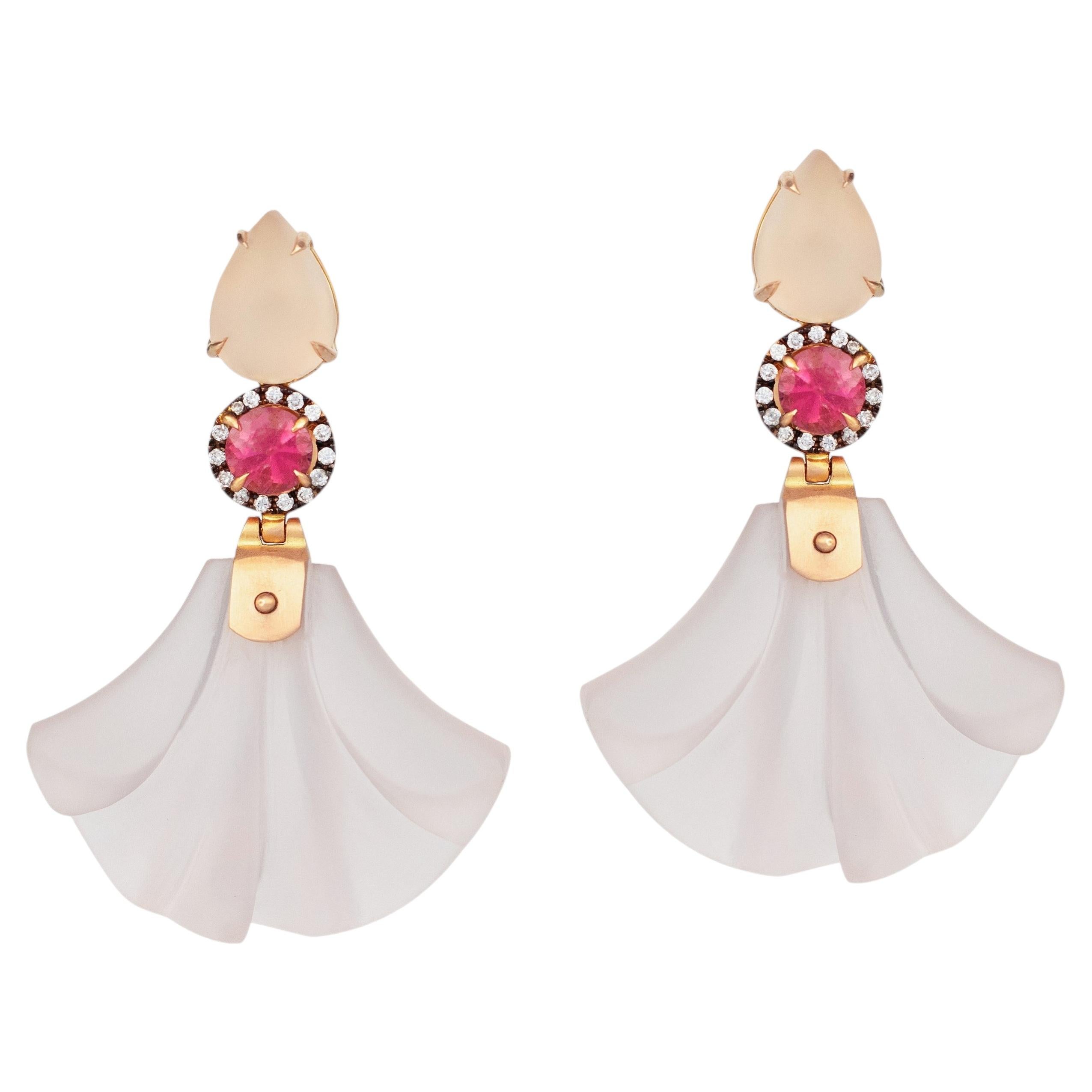 Silvia Furmanovich 18K Rose Gold Rose Quartz, Pink Tourmaline & Diamond Earrings
