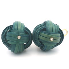 Silvia Furmanovich 18k Yellow Gold Diamond & Bamboo Knot Design Large Earrings