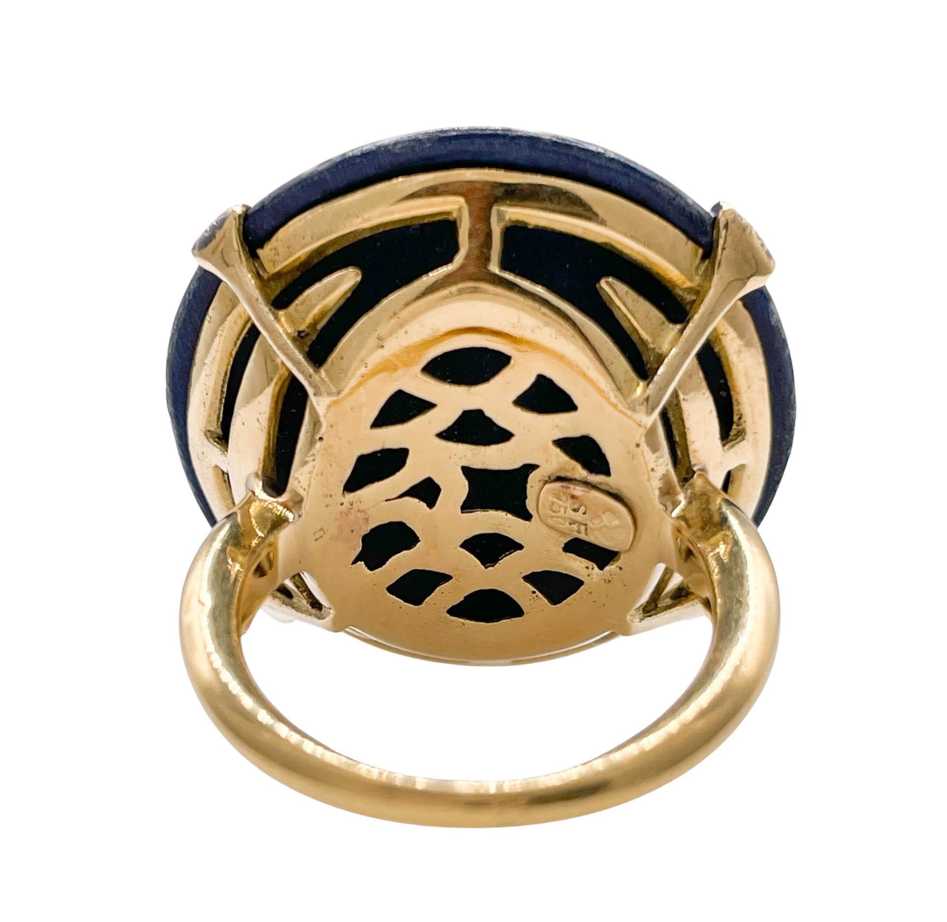 Silvia Furmanovich 18K Yellow Gold Diamond Marquetry Wood Ring In Good Condition In Boca Raton, FL