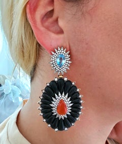 Silvia Furmanovich Dangle Drop Earrings 18Kt Gold 18.61 Ctw In Diamonds & Gems