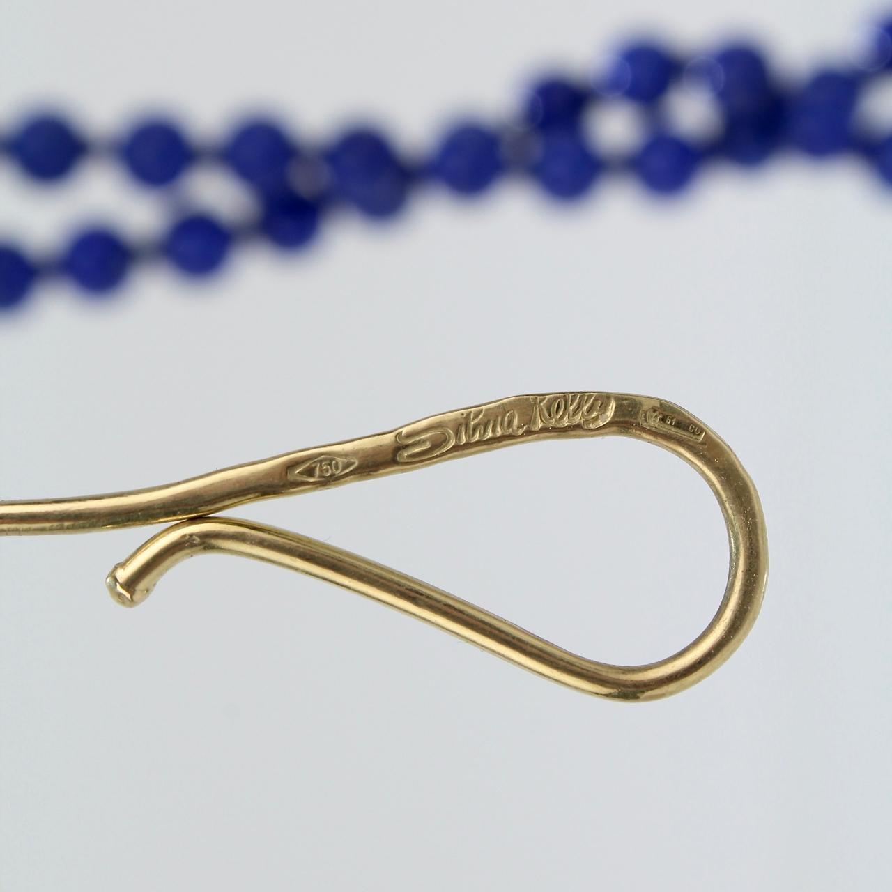 Silvia Kelly 18 Karat Gold and Lapis Lazuli Beaded Opera Length Necklace For Sale 2