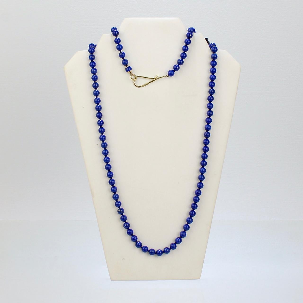 Modern Silvia Kelly 18 Karat Gold and Lapis Lazuli Beaded Opera Length Necklace For Sale