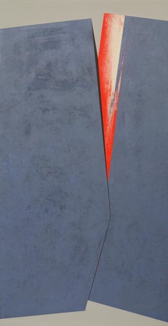 Central Fissure with Red, large Painted Canvas by Silvia Lerin