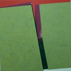 Division on the Green: Abstract Hard Edge Painting on Canvas by Silvia Lerin
