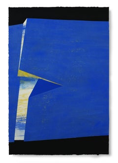 Folded Blue: Large Painting on Paper, by Award Winning Spanish Artist