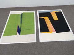 Folded Green: Large Painting on Paper from Award Winning Spanish Artist