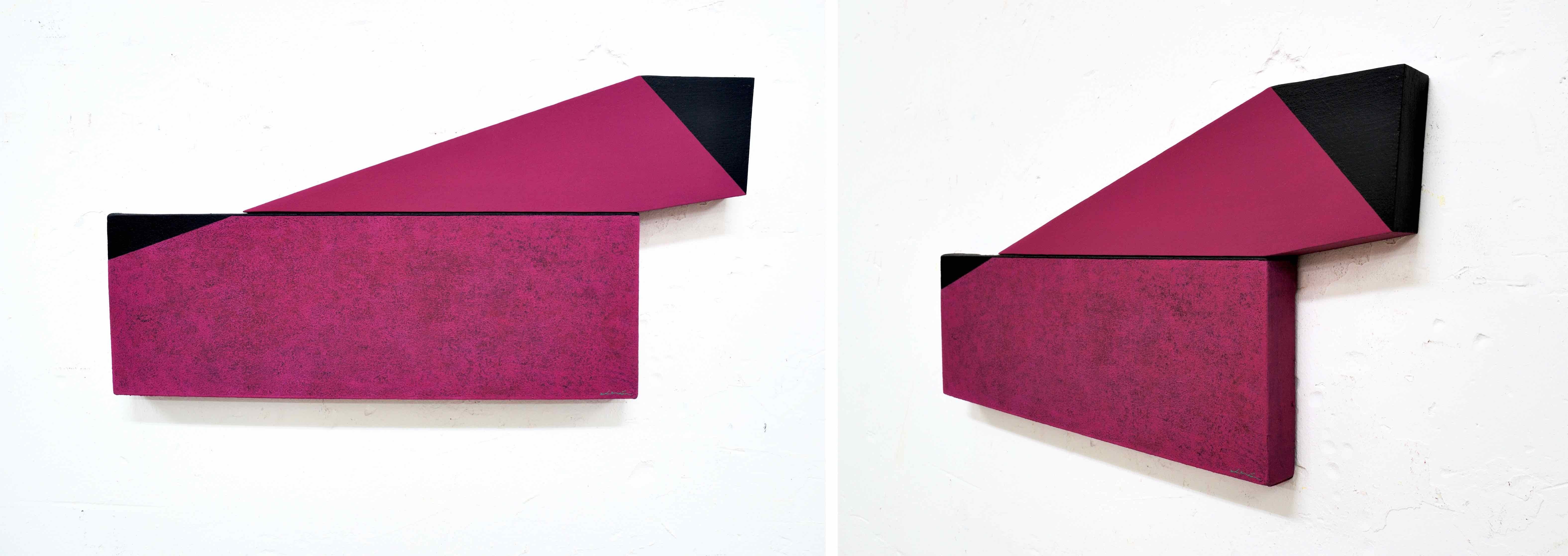 Projected Magenta (Series Irregulars II) , 2013, Mixed media on canvas on wood, 13 × 26 2/5 in; 33 × 67 cm by Silvia Lerin

These constructed paintings (sold separately) in Red, Magenta, Grey and Yellow, are from a series that considers the