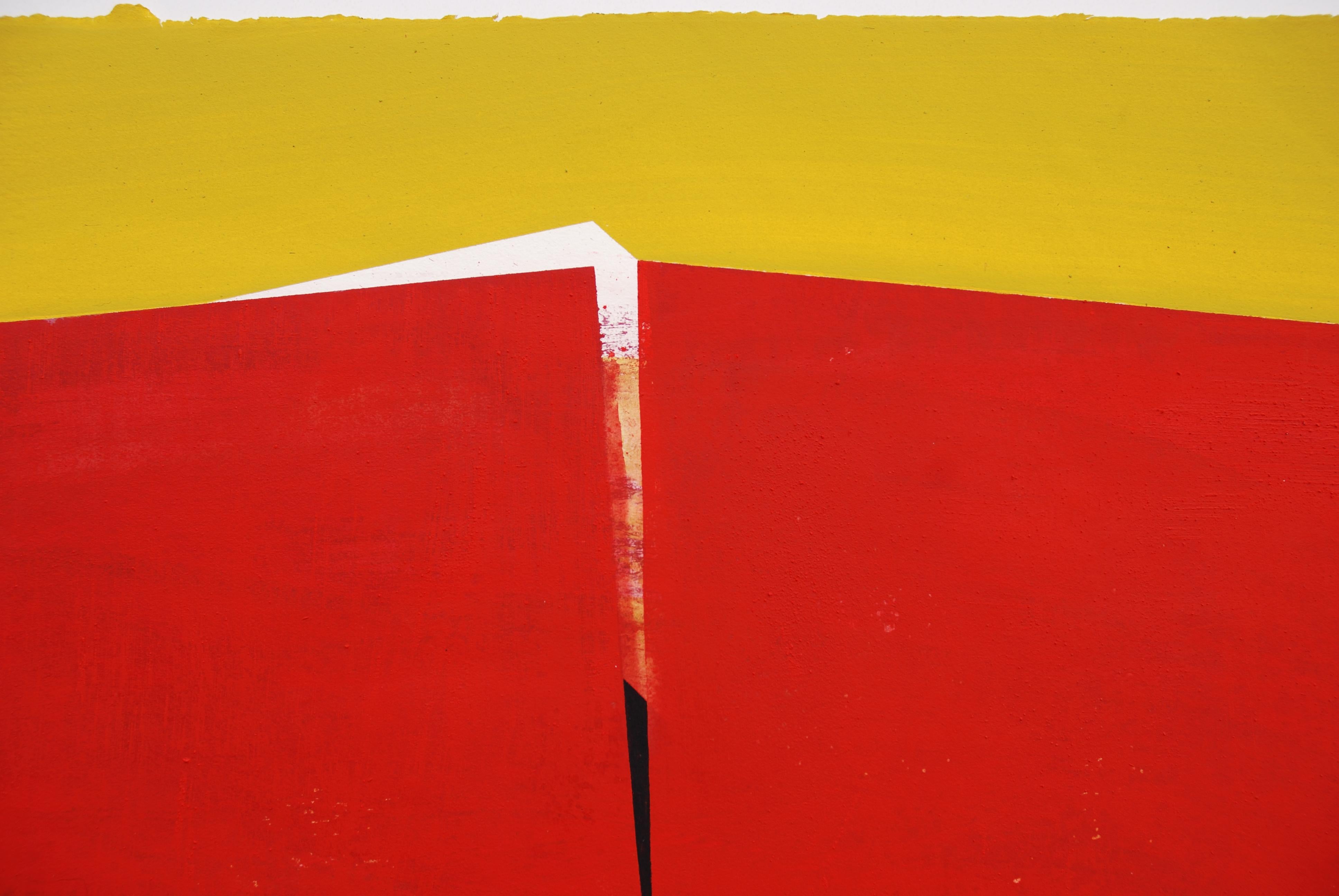Silvia Lerin, Red Piece Cleaved, 2009, Acrylic on paper, 44 1/10 × 29 9/10 × 2/5 in; 112 × 76 × 1 cm

This is one of a series of large paintings on paper and stem from Silvia’s interest in the relationships between shapes, volumes, colours and