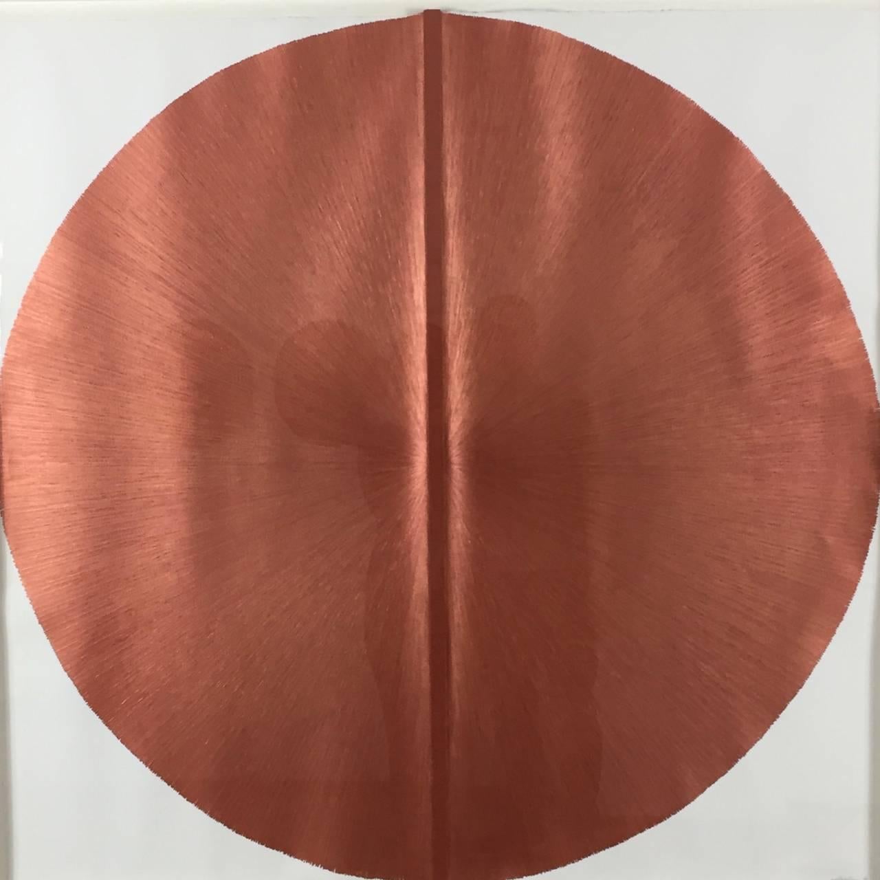 Solid Rod VI: Large, Metallic, Copper Painting by Established Spanish Artist (Braun), Abstract Painting, von Silvia Lerin
