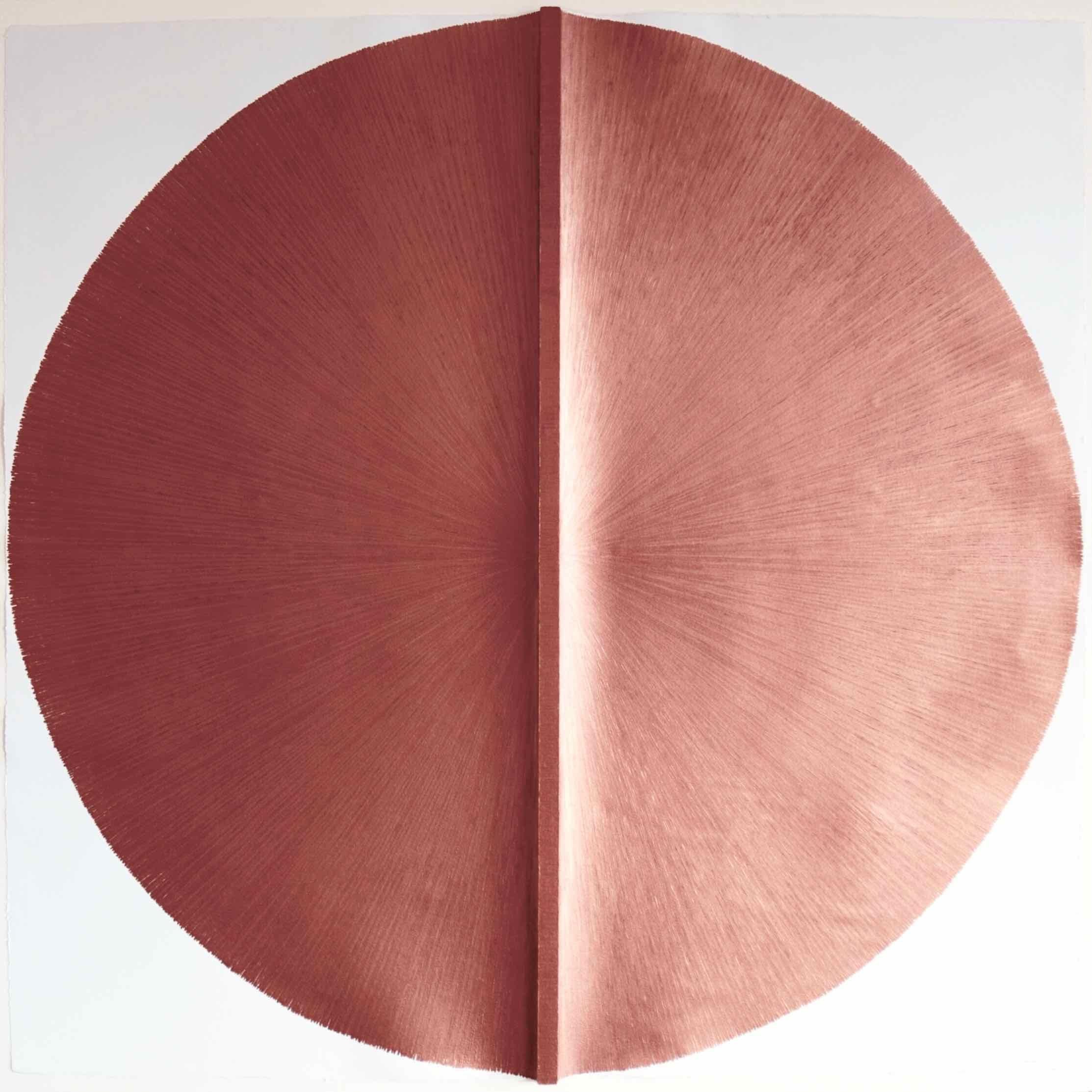 Silvia Lerin Abstract Painting – Solid Rod VI: Large, Metallic, Copper Painting by Established Spanish Artist