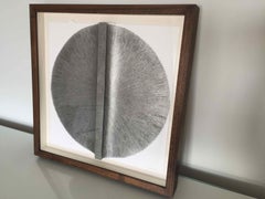 Solid Rod XI: Silver Circle Painting on paper and wood by Silvia Lerin