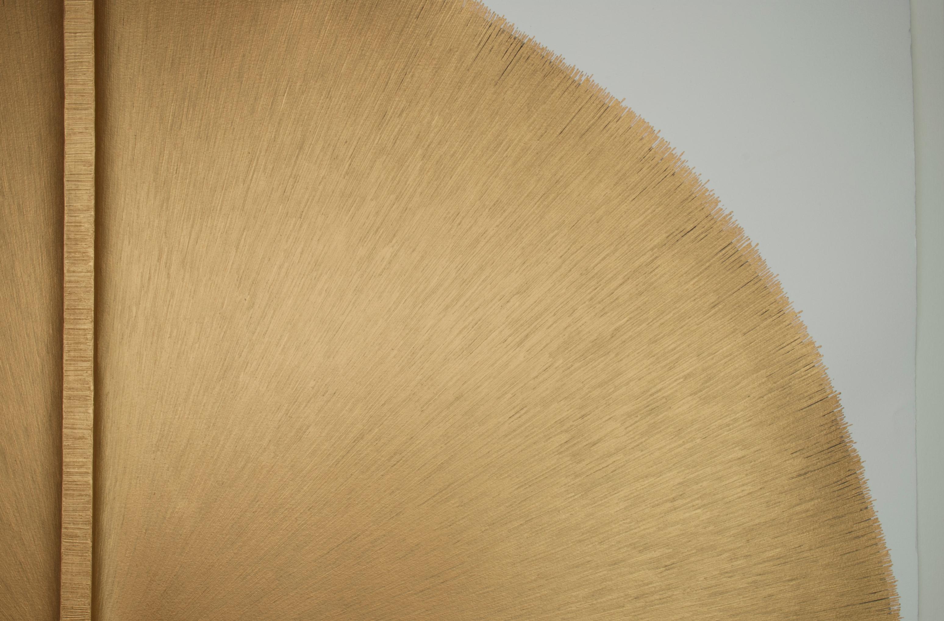 Solid Rod XV: Large, Gold Circular Painting by Silvia Lerin 2