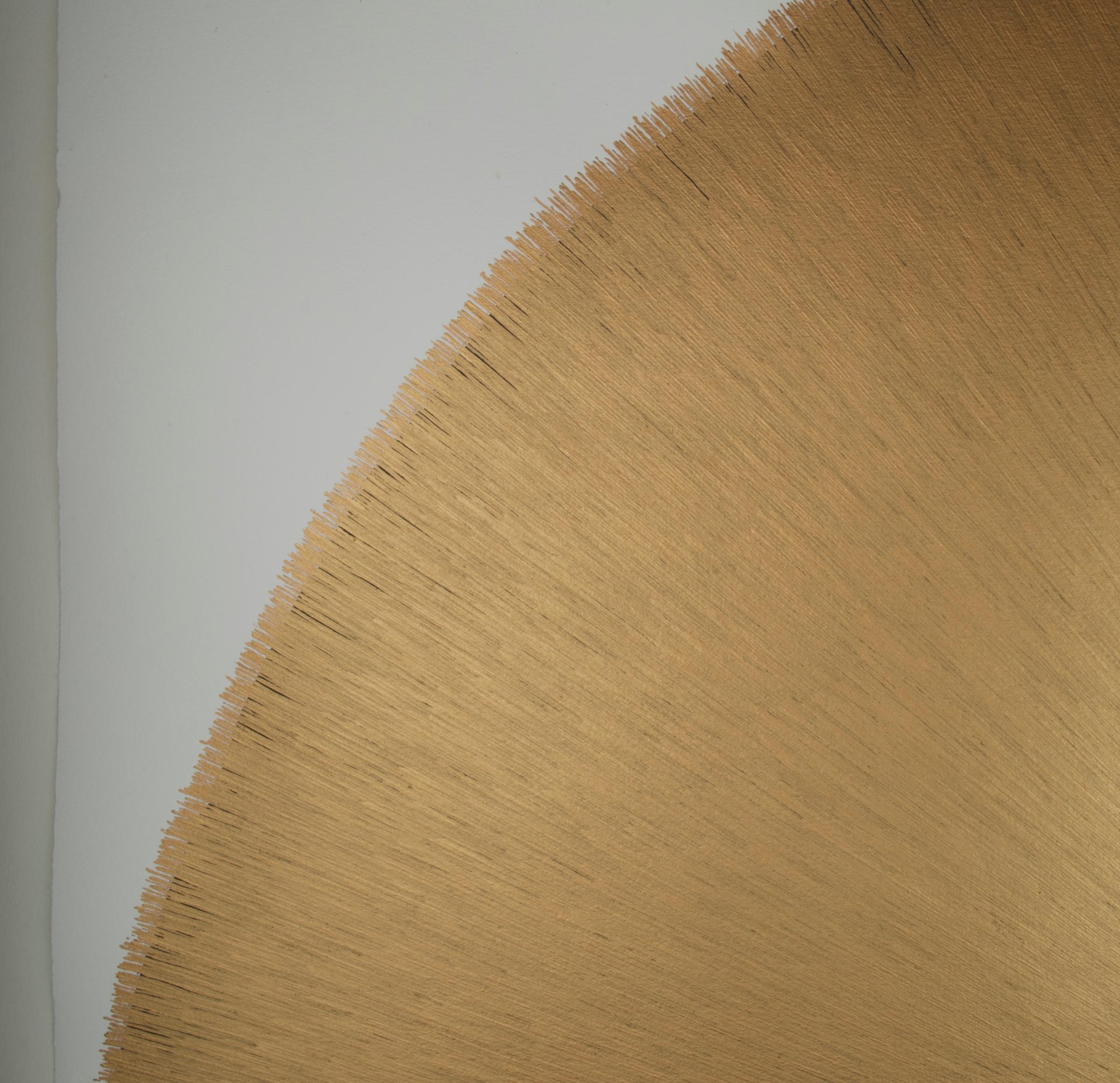 Solid Rod XV: Large, Gold Circular Painting by Silvia Lerin 3