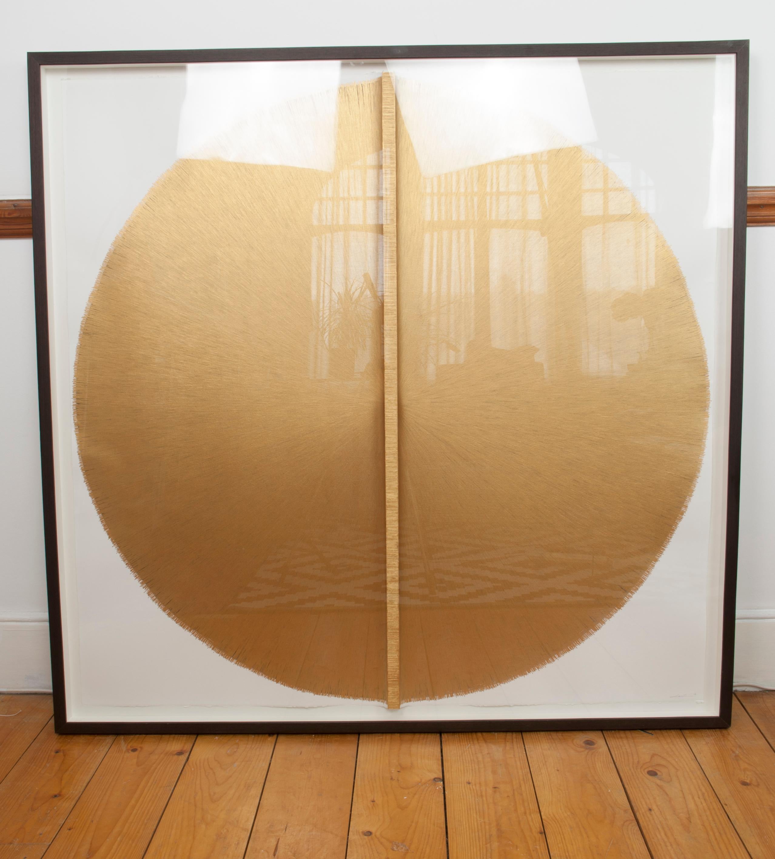 Solid Rod XV: Large, Gold Circular Painting by Silvia Lerin 4
