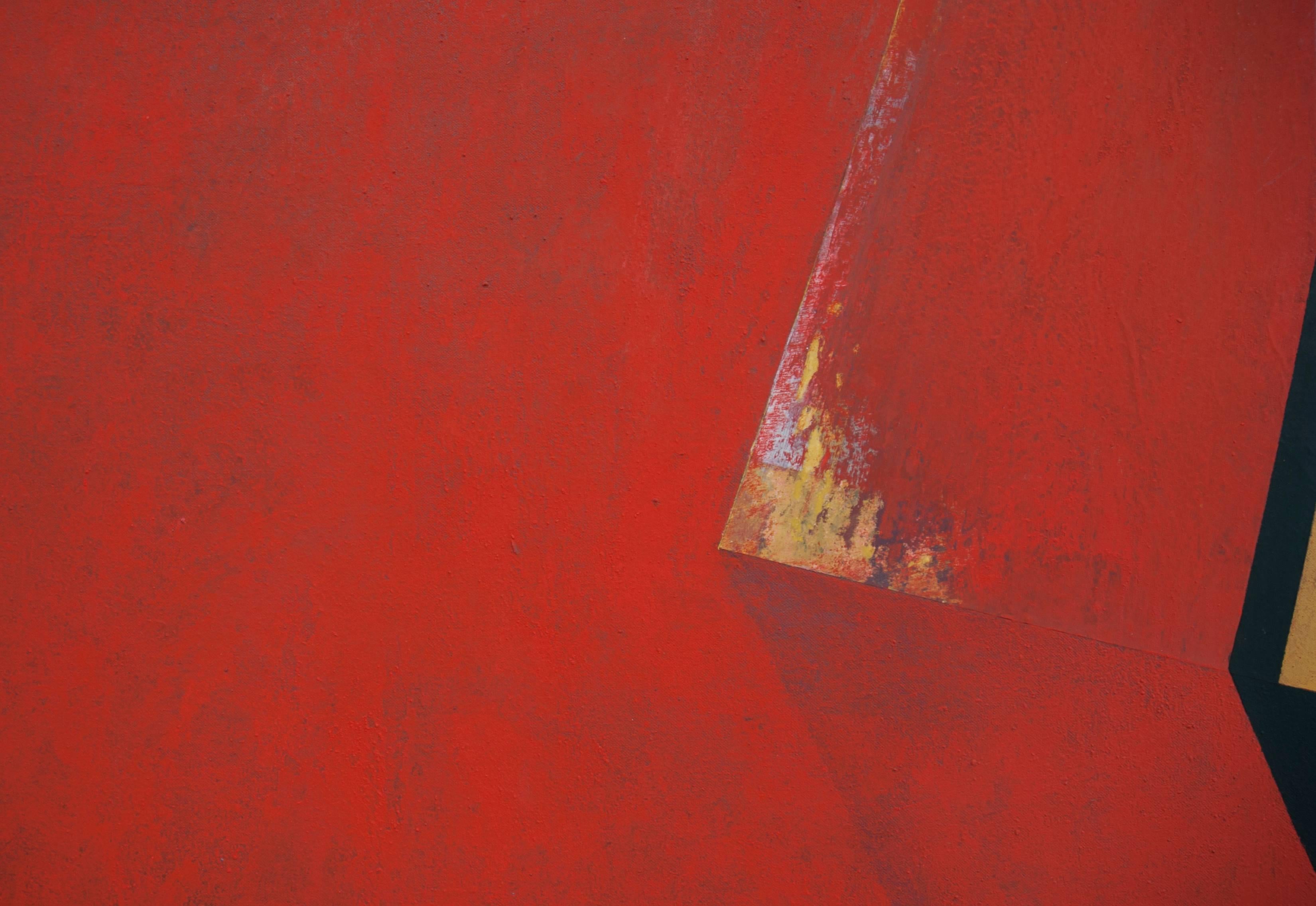 Through the Red: Large Abstract Hard Edge Painting on Canvas by Silvia Lerin For Sale 6