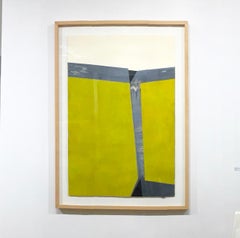 Yellow Surface Divided: Large Painting on Paper, Award Winning Spanish Artist