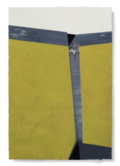 Yellow Surface Divided: Large Painting on Paper, Award Winning Spanish Artist