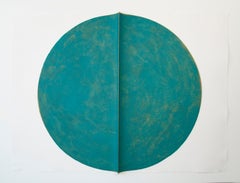 Oxide III: Large, Round, Green and Copper Editioned Collagraph by Silvia Lerin