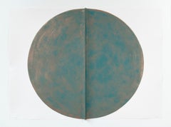 Oxide IV: Large, Round, Green and Copper Editioned Collagraph by Silvia Lerin