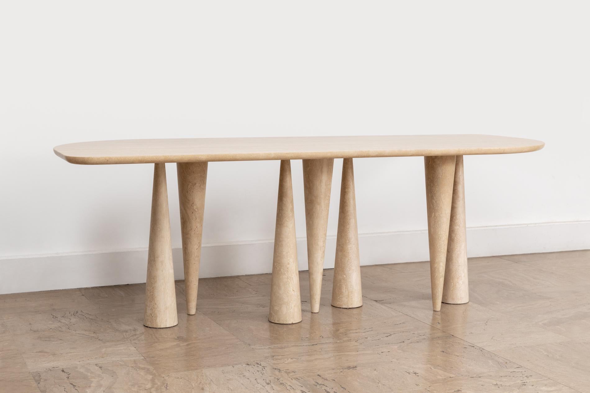 Travertine Silvia Medium Dining Table by Moure Studio For Sale