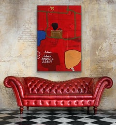 RED II - red, yellow, and blue abstract painting