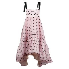 Silvia Tcherassai Tiered Polka Dot Silk Midi Dress Xsmall