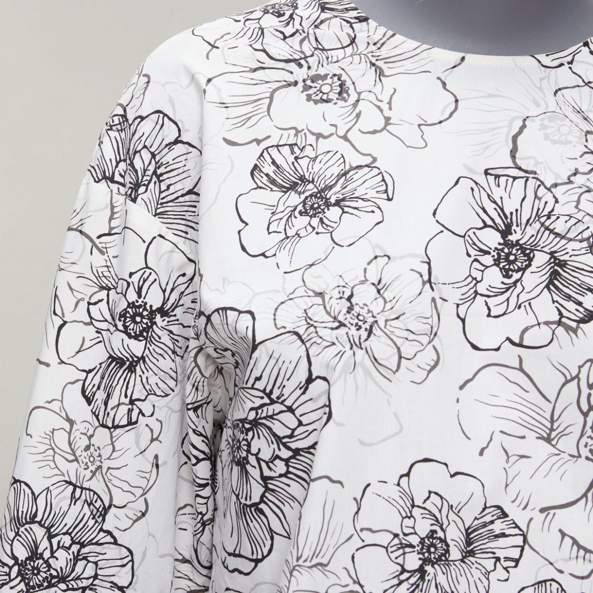 SILVIA TCHERASSI Jessica white floral print tiered cuff crew neck top S For Sale 2