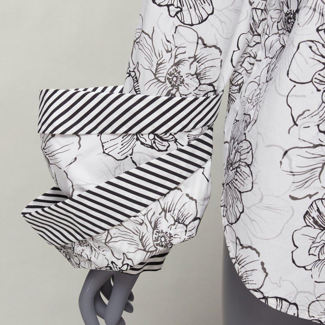SILVIA TCHERASSI Jessica white floral print tiered cuff crew neck top S For Sale 3
