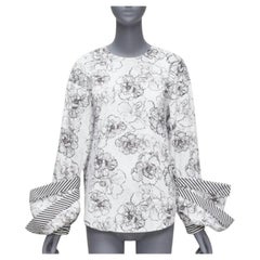 SILVIA TCHERASSI Jessica blanco estampado floral puño redondo cuello redondo S