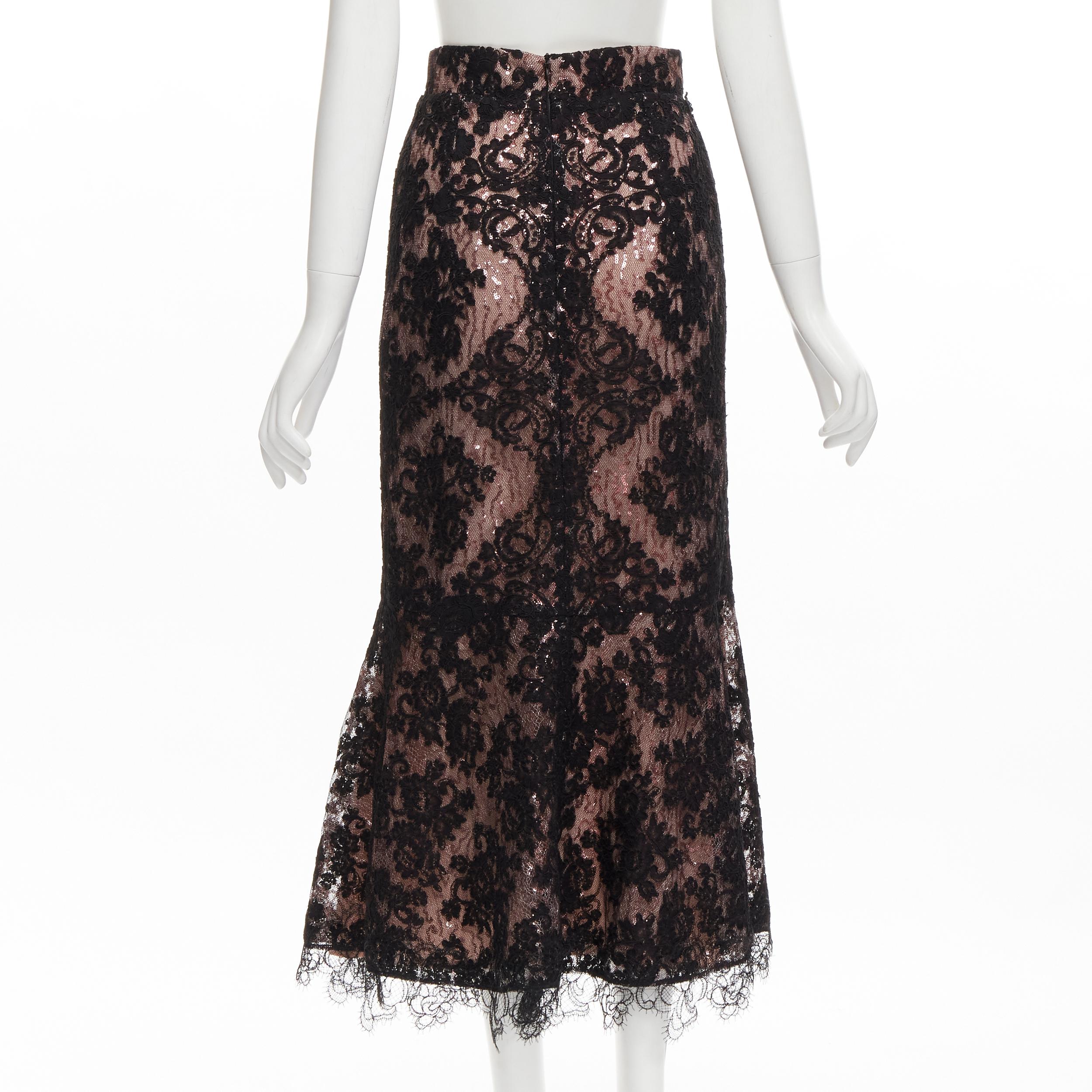 Women's SILVIA TCHERASSI Marghera pink sequins floral embroidery lace overlay skirt XS For Sale