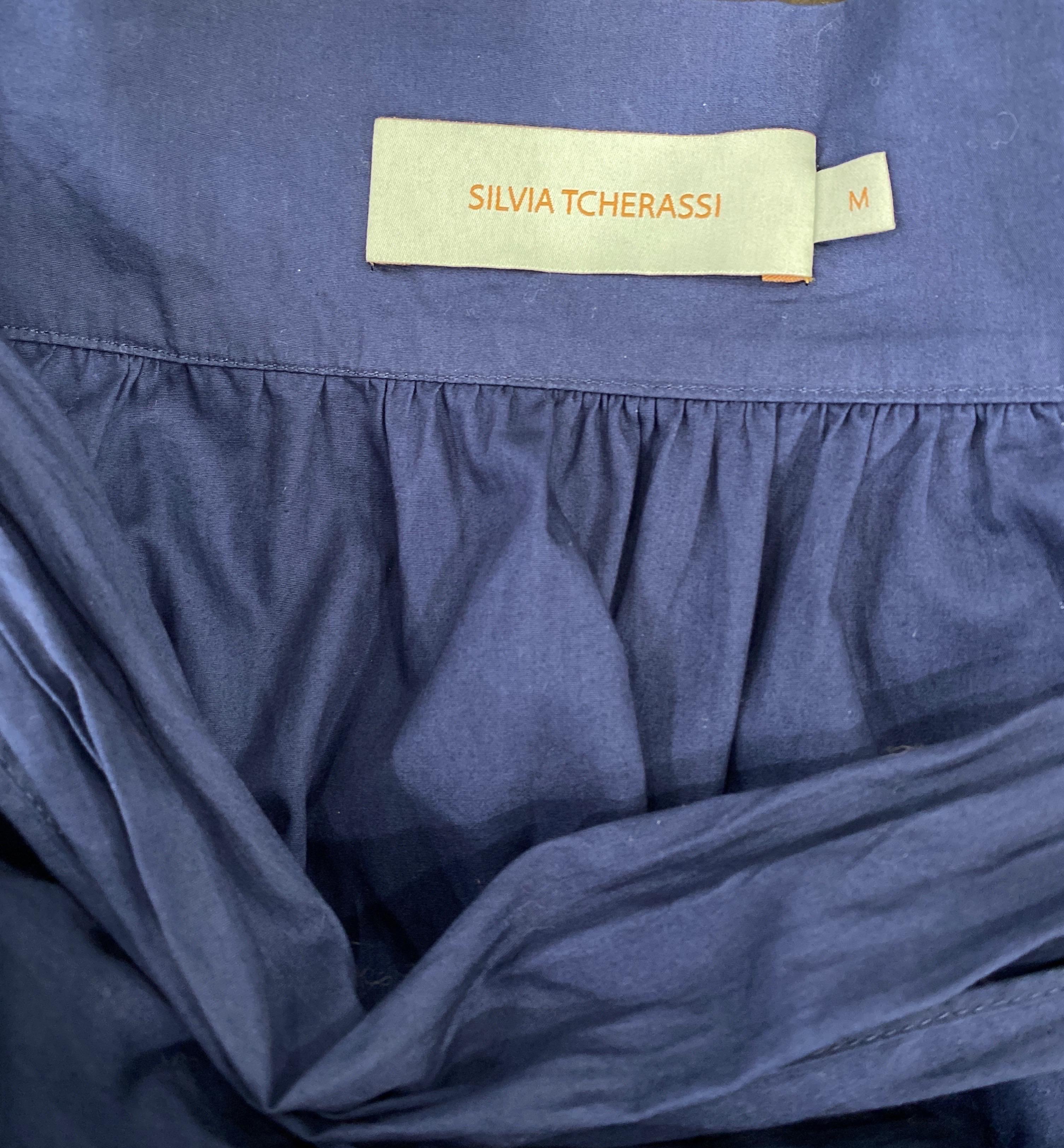 Silvia Tcherassi Michaela Navy Wrap Skirt -Size Medium For Sale 6