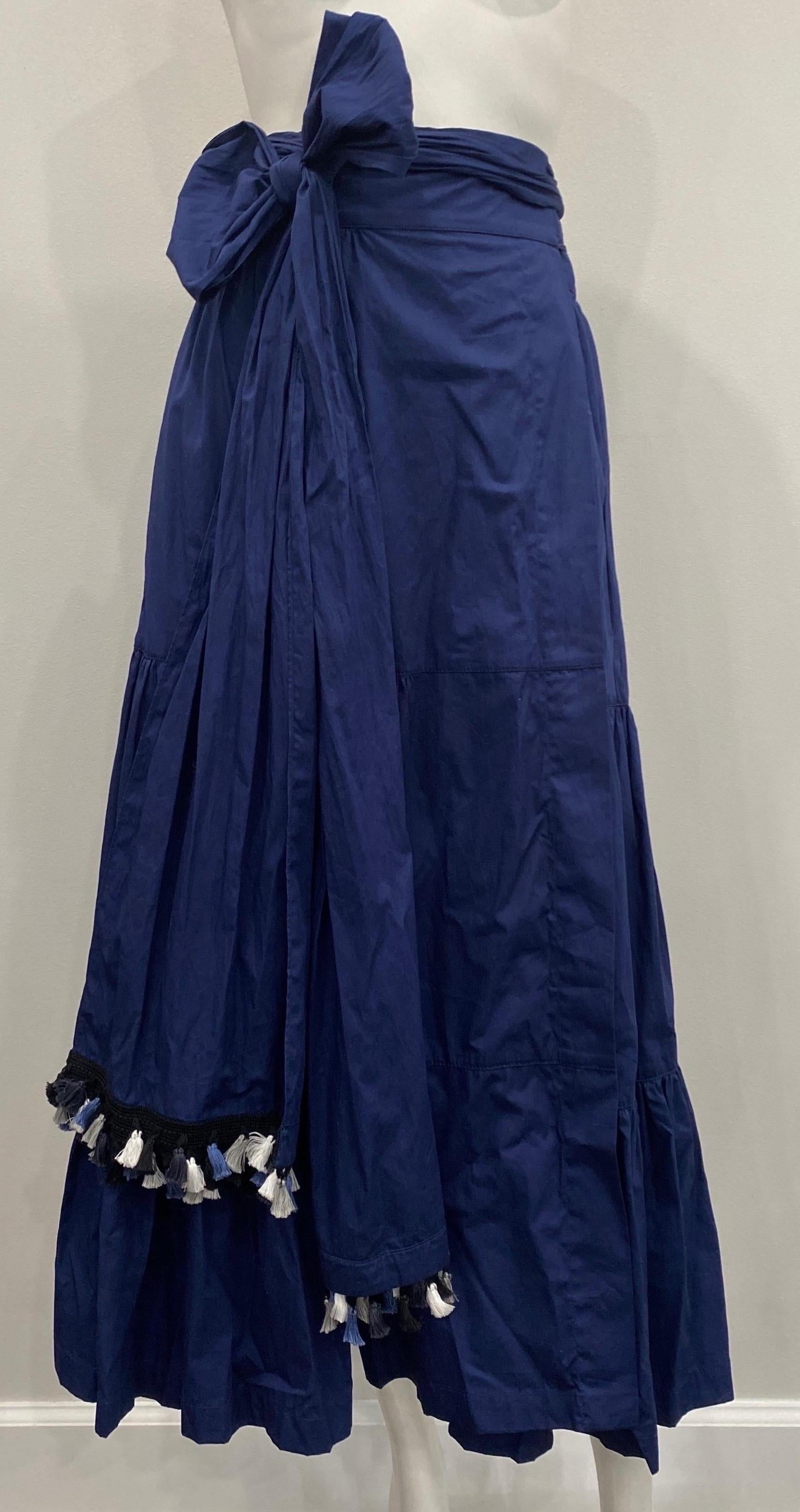 Silvia Tcherassi Michaela Navy Wrap Skirt -Size Medium In Excellent Condition For Sale In West Palm Beach, FL