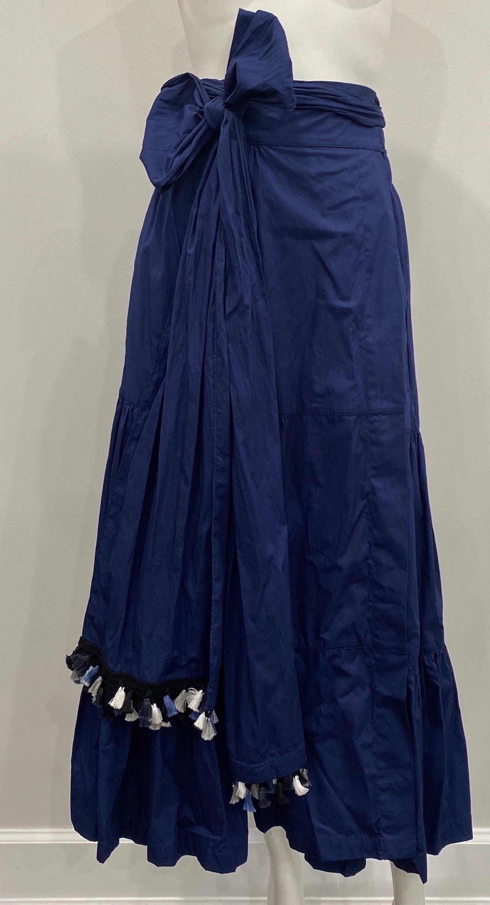 Women's Silvia Tcherassi Michaela Navy Wrap Skirt -Size Medium For Sale
