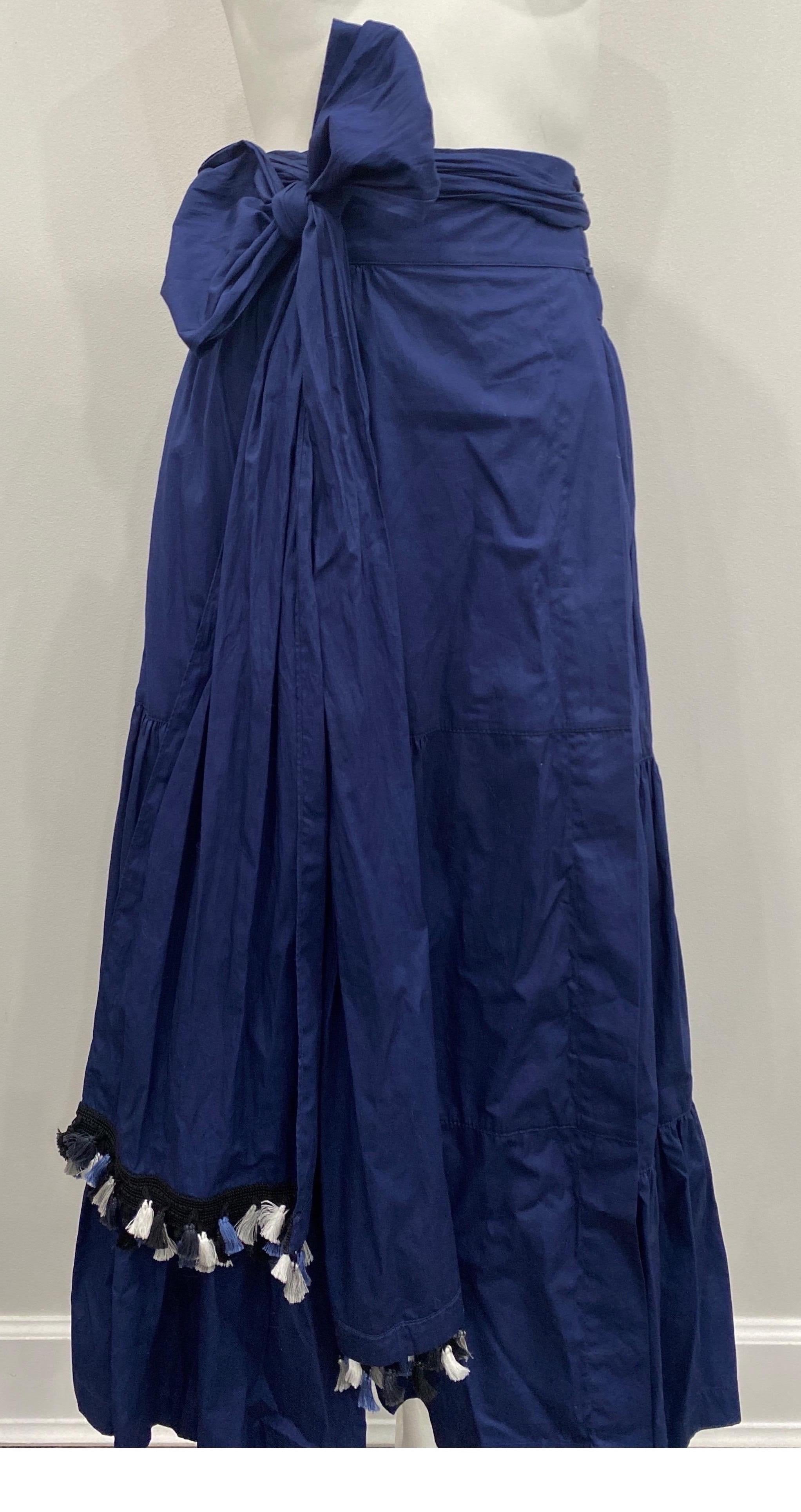 Silvia Tcherassi Michaela Navy Wrap Skirt -Size Medium For Sale 1