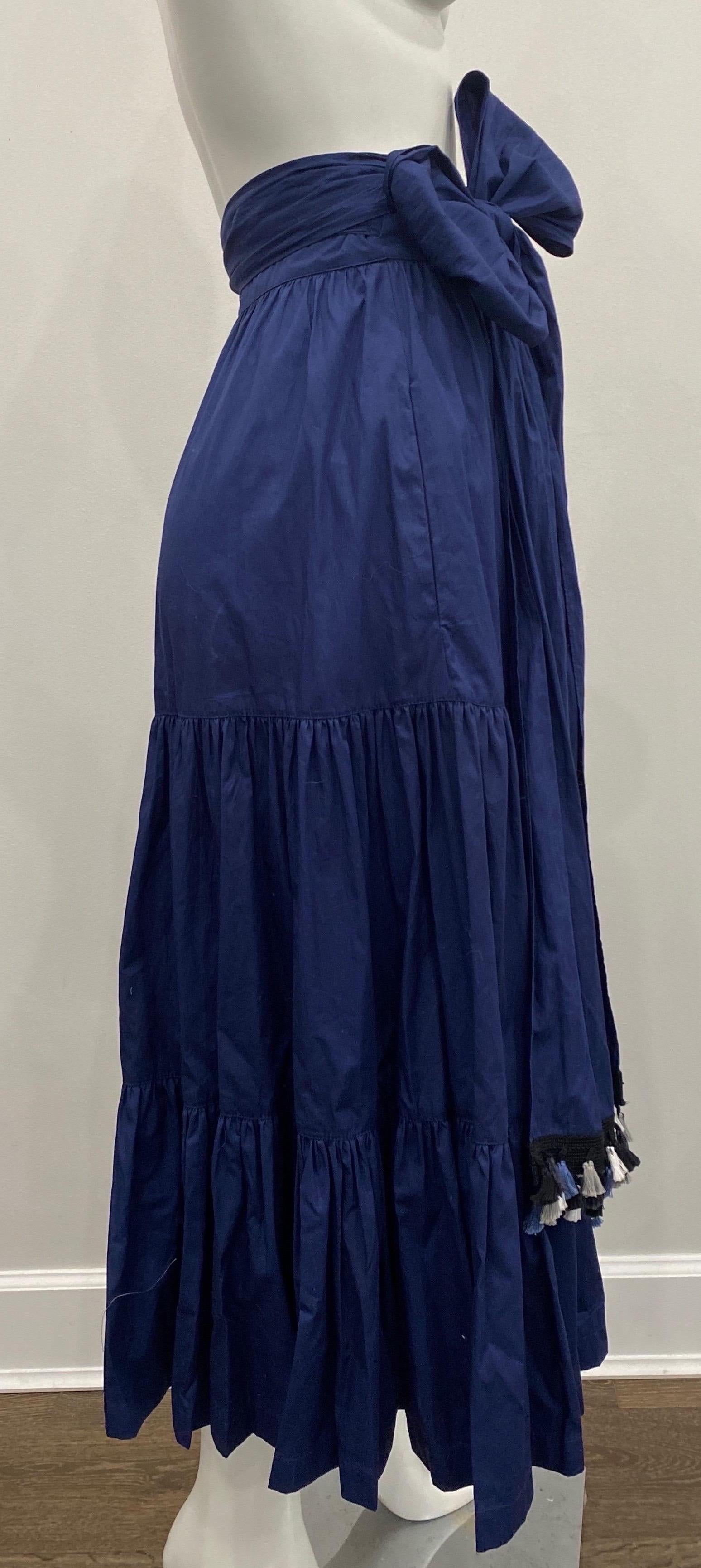 Silvia Tcherassi Michaela Navy Wrap Skirt -Size Medium For Sale 2