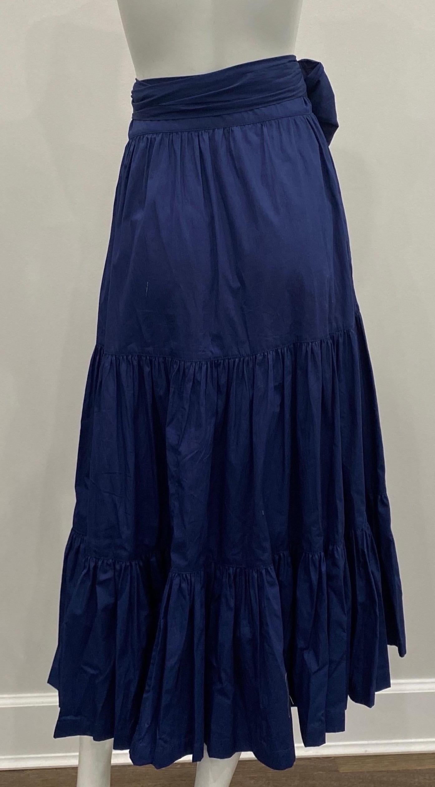 Silvia Tcherassi Michaela Navy Wrap Skirt -Size Medium For Sale 4