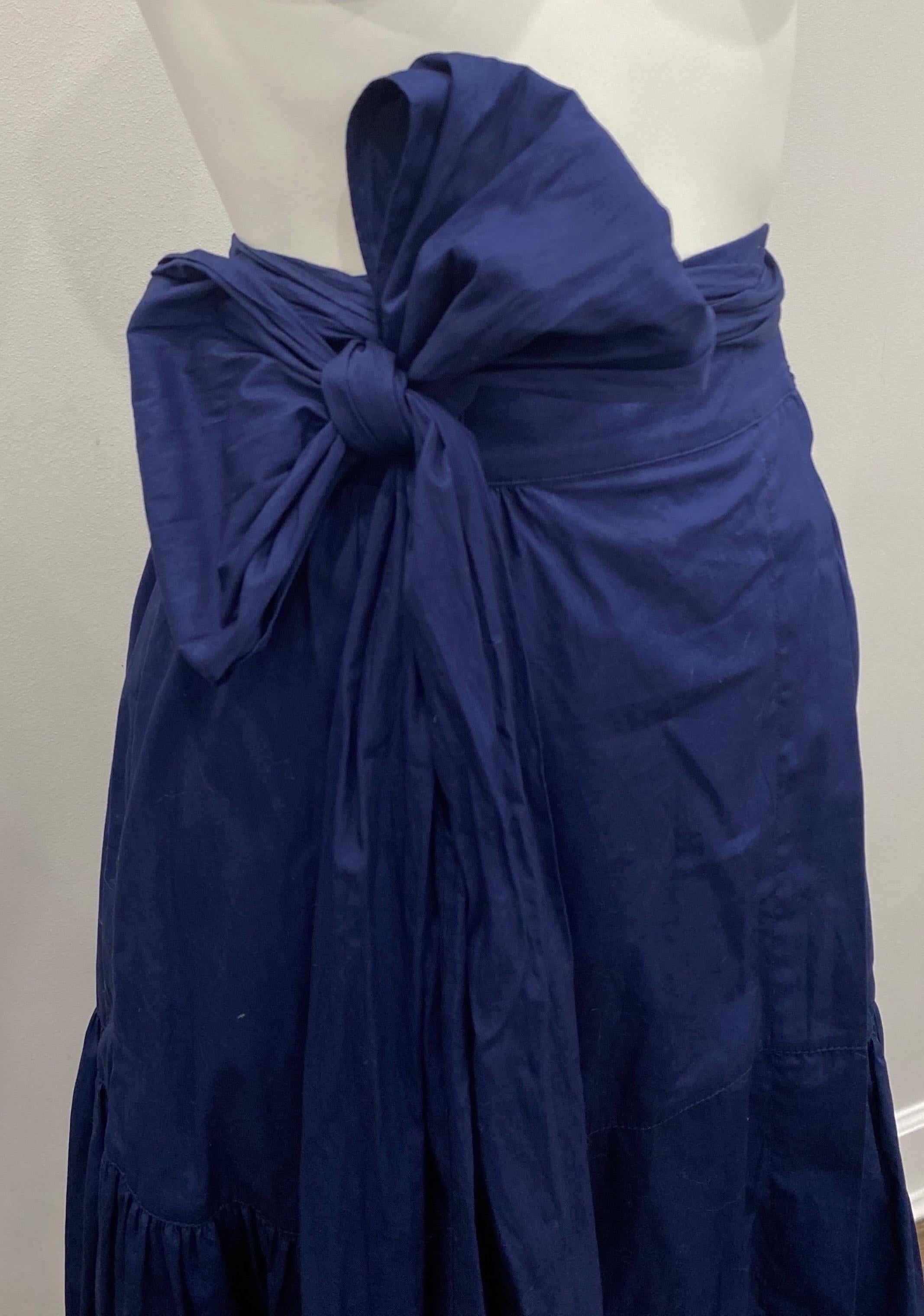 Silvia Tcherassi Michaela Navy Wrap Skirt -Size Medium For Sale 5