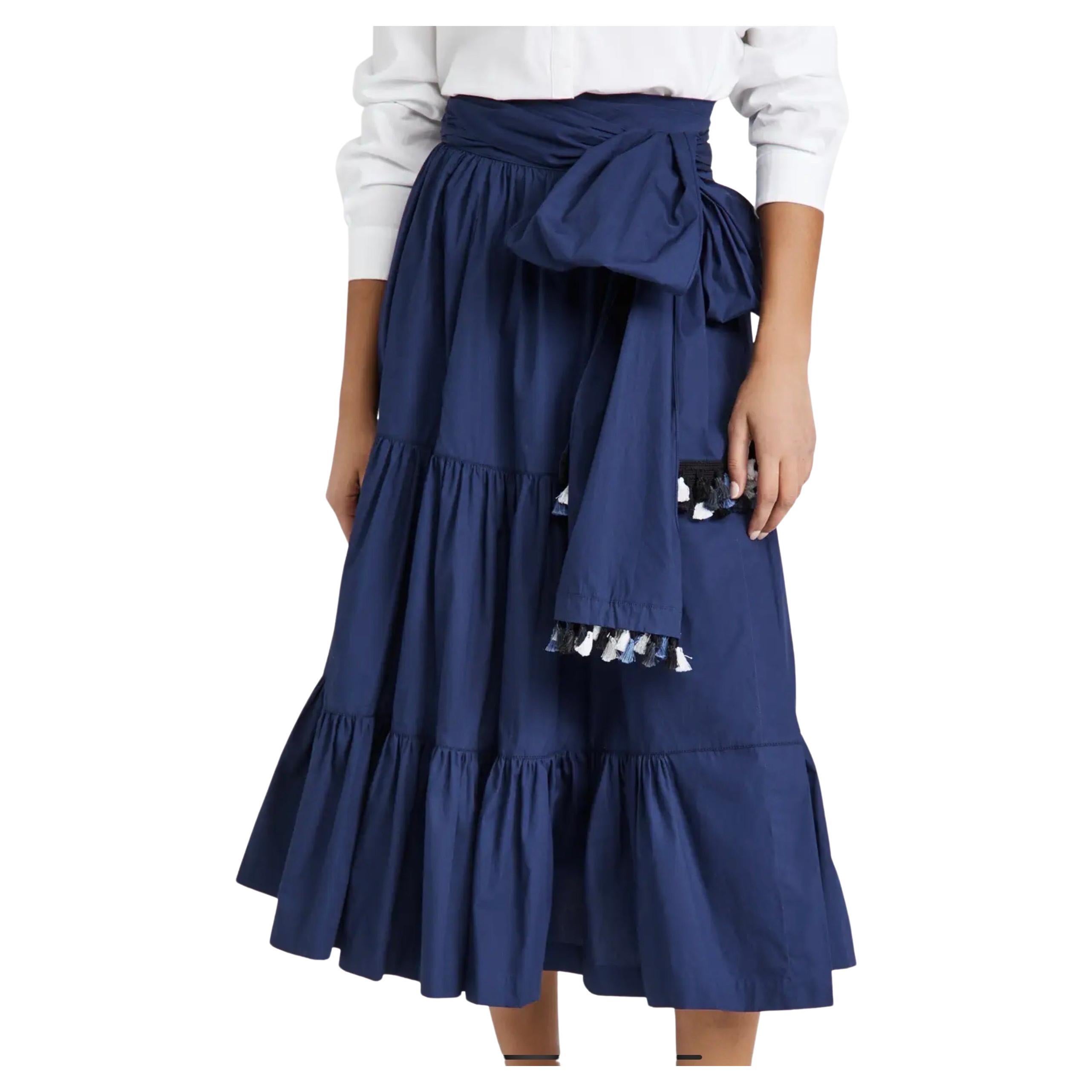 Silvia Tcherassi Michaela Navy Wrap Skirt -Size Medium