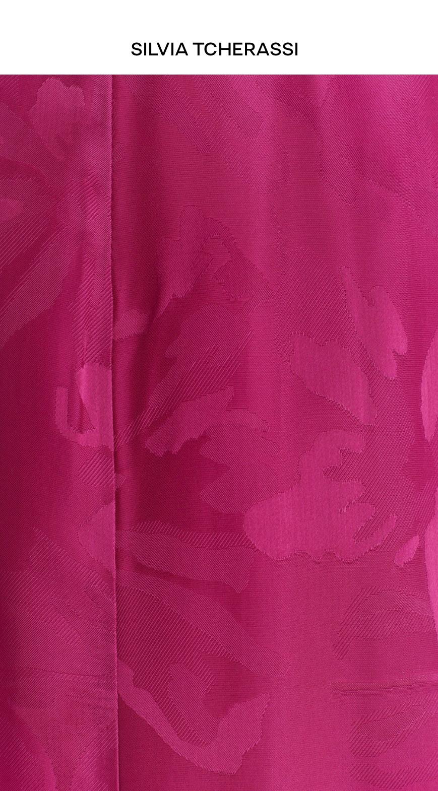 Women's or Men's Silvia Tcherassi Mulberry Floral Sottomarina Belted Jacquard Midi Dress-Size XS For Sale
