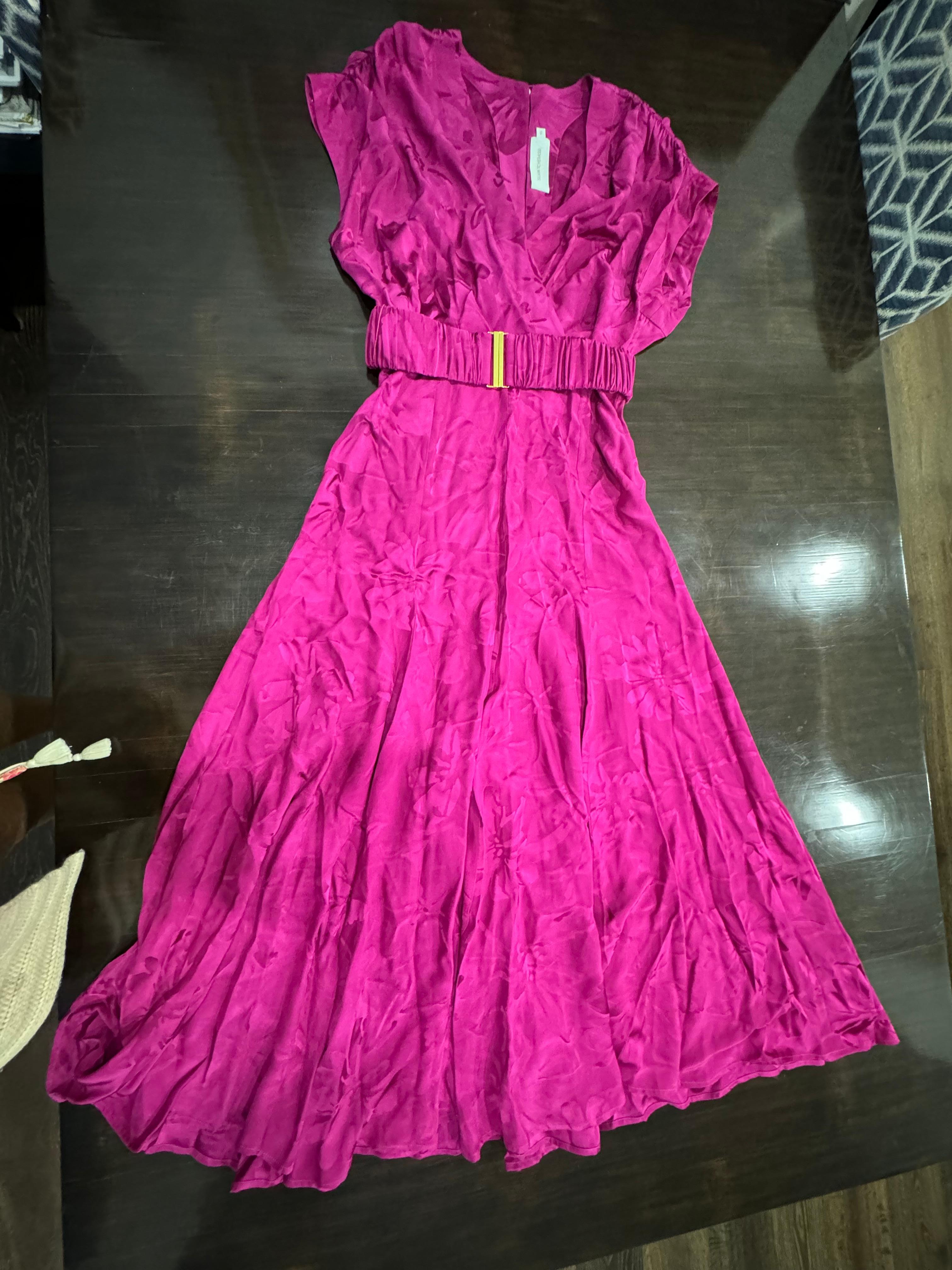 Silvia Tcherassi Mulberry Floral Sottomarina Belted Jacquard Midi Dress-Size XS For Sale 3