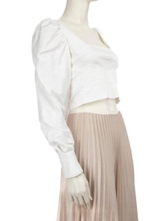 Silvia Tcherassi White Puff Shoulder Cropped Top Size S