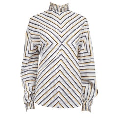 Silvia Tcherassi Blusa Cuello Smock Rayas Blanco Talla XS