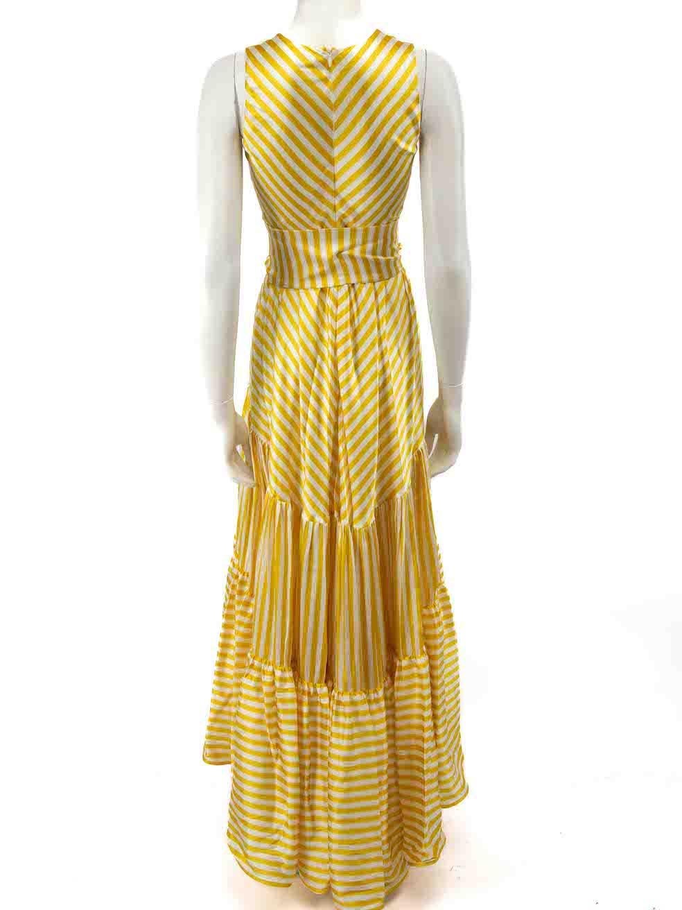 Silvia Tcherassi Yellow V Neck Striped Maxi Dress Size S In Excellent Condition For Sale In London, GB
