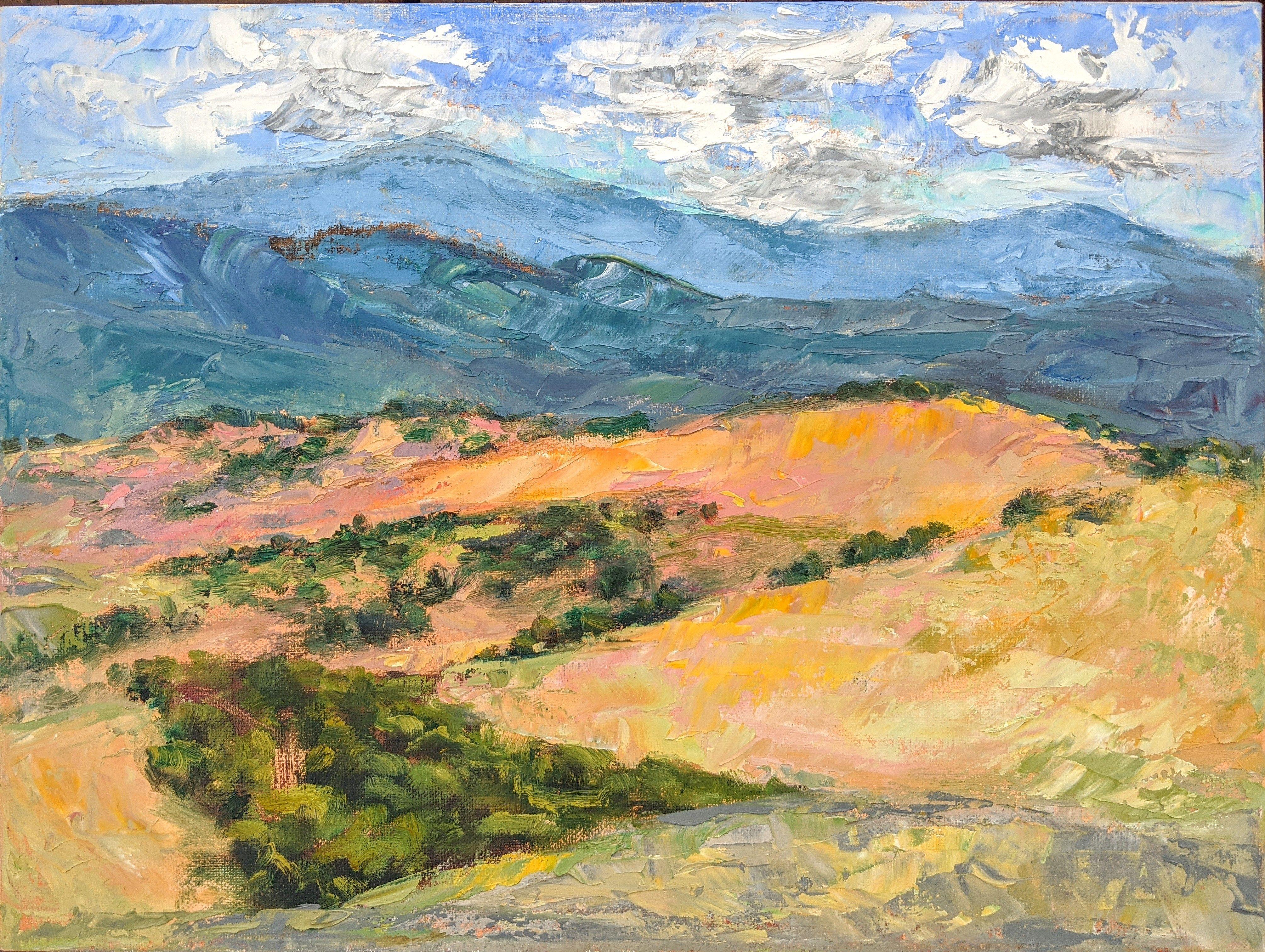 Landscape Painting Silvia Trujillo - May Grasslands, peinture à l'huile sur toile