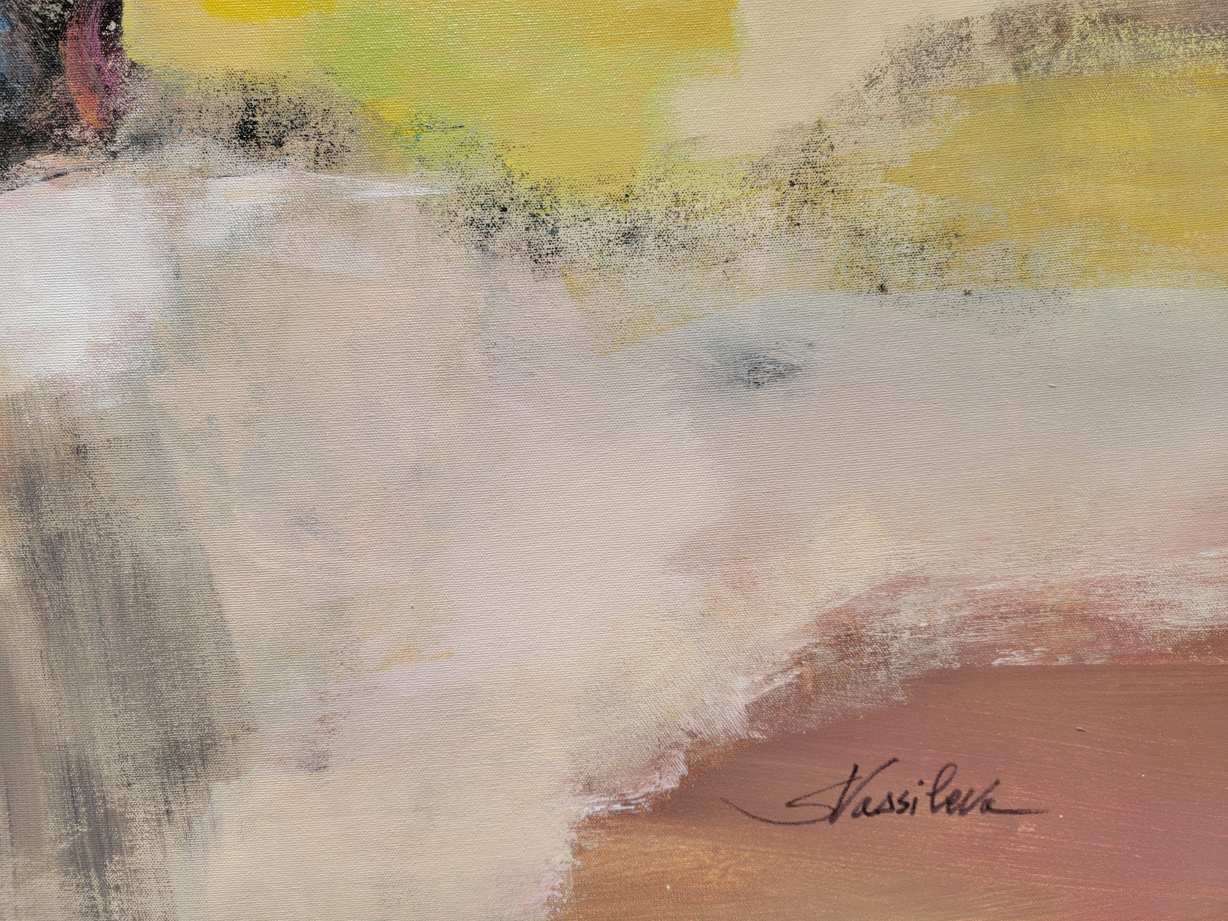 Tragaluz de abril, Pintura, Acrílico sobre lienzo - Painting Abstracto de silvia vassileva