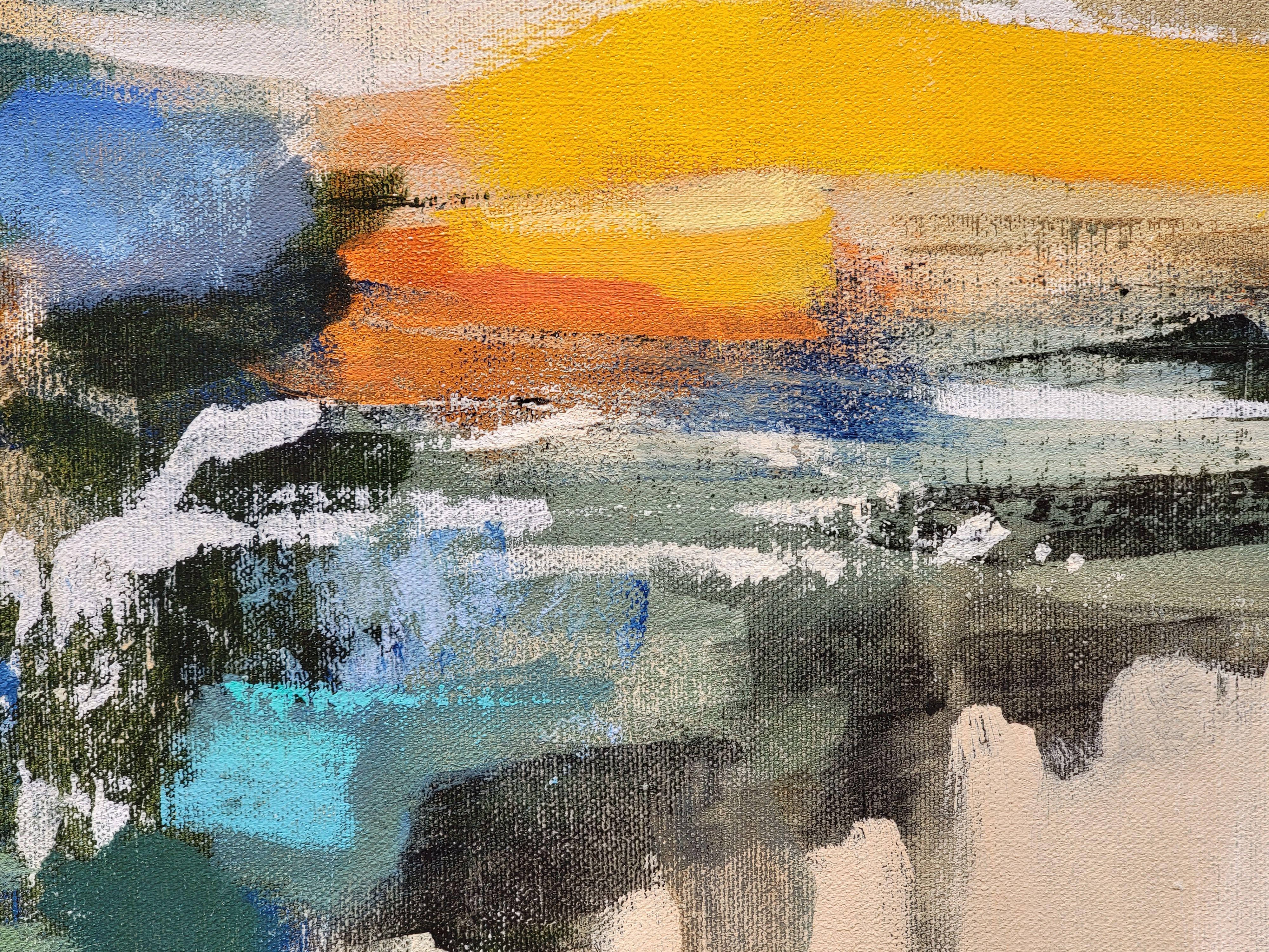 Acquedotto, Pittura, Acrilico su tela - Abstract Painting Grigio di silvia vassileva