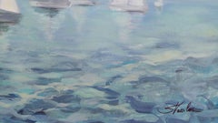 Boats in Haze, Painting, Acrylic on Canvas